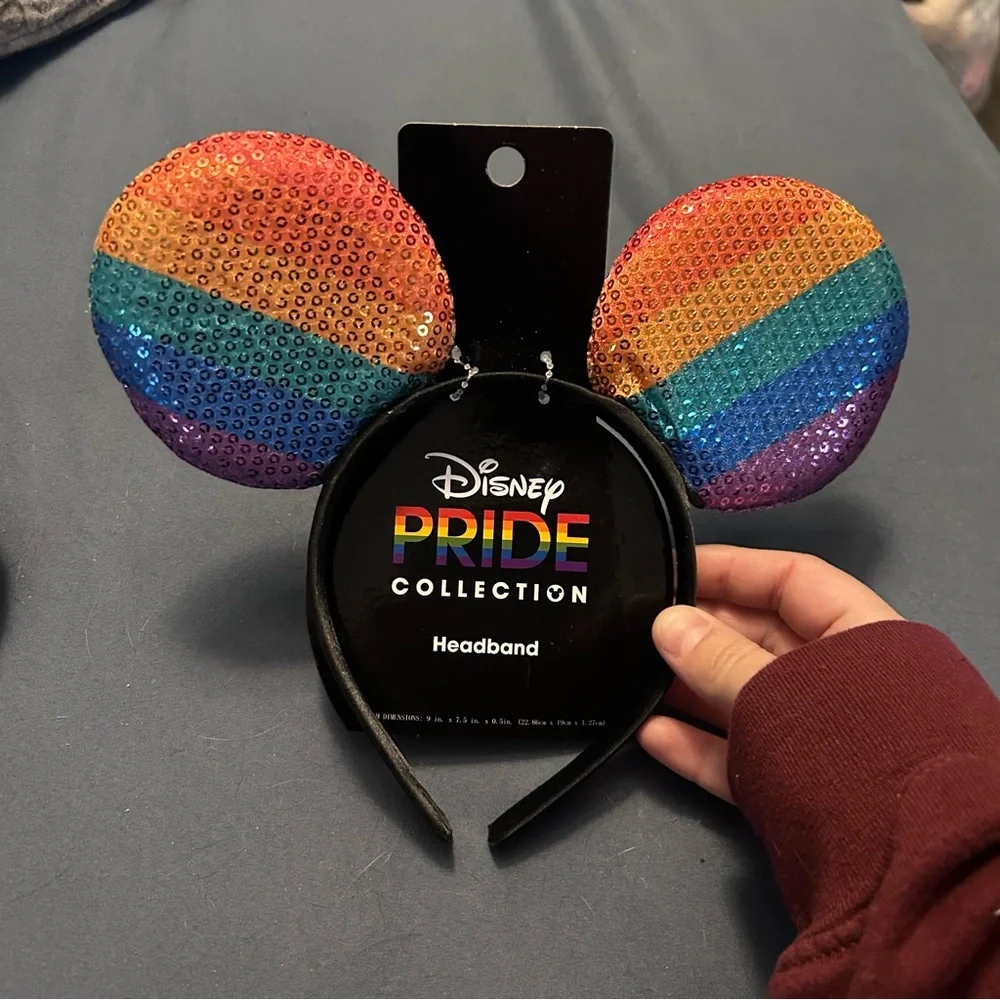 NWT Disney Parks Pride Collection Rainbow Sequin Minnie Mouse Ears Headband